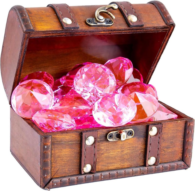 Niceup 26PCS Pink Acrylic Diamond Big Gemstones 1.5in Princess Pirate Mermaid Swimming Pool Party Favors Fake Gems Jewels Treasure Hunt Hiding Sensory Bin Filler Toys Craft Supplies - Image 4